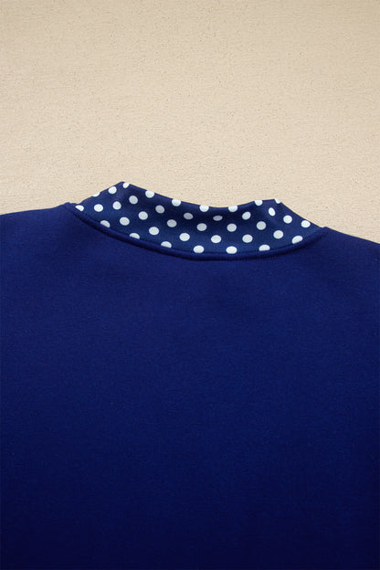 Burgundy Colorblock Polka Dot Contrast Trim Oversized Sweatshirt