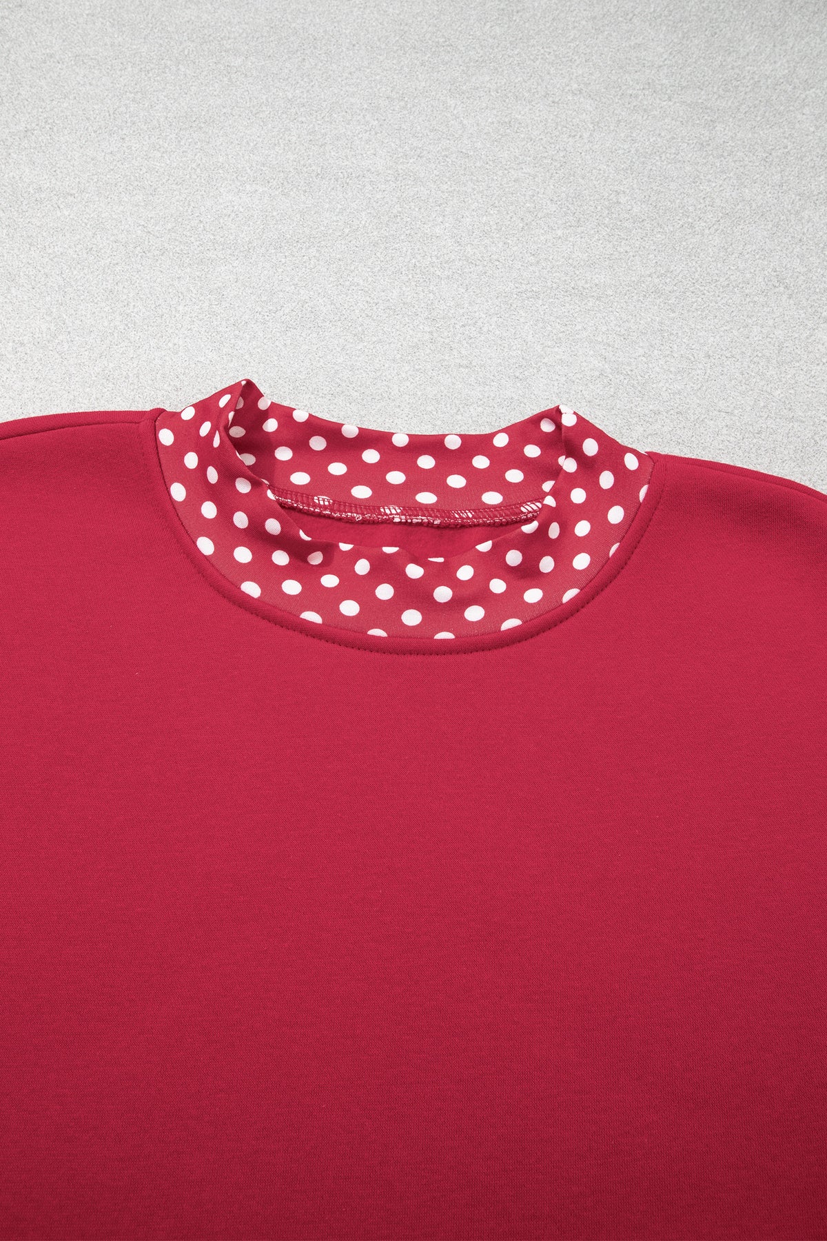 Burgundy Colorblock Polka Dot Contrast Trim Oversized Sweatshirt